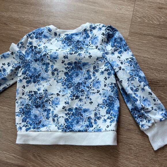 Janie and Jack Floral Ruffle Sweatshirt in Blue Reef Floral size 6 - Picture 4 of 7